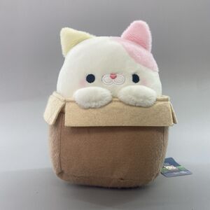 Takashoji 3C Cat In Box Plush Kawaii White Pink Kitten Torby Tag 2023 Calico 8"